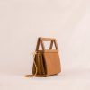 Arin Crossbody Caramel with Teak Handle side