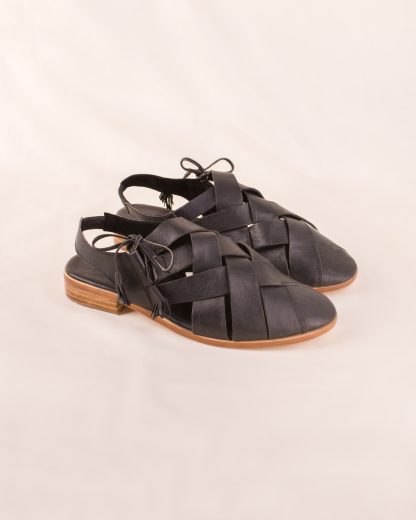 Roma Sling Back Flat Shoes Black pair