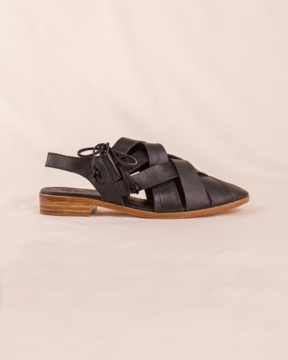 Roma Sling Back Flat Shoes Black side