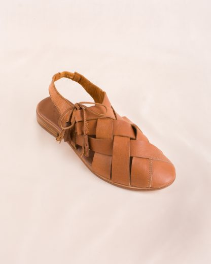 Roma Sling Back Flat Shoes Caramel angle