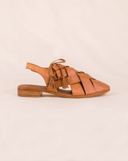 Roma Sling Back Flat Shoes Caramel side