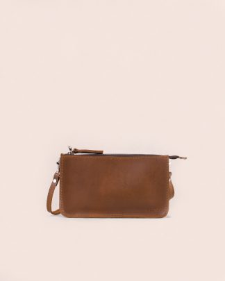 WildIndo Christine pouch Brown Full PullUp Leather Front