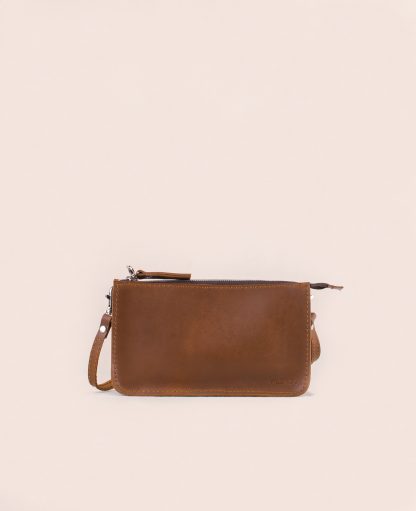 WildIndo Christine pouch Brown Full PullUp Leather Front