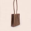 Wildindo Jessie leather tote handwoven bag brown Angle