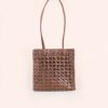 Wildindo Jessie leather tote handwoven bag brown Front