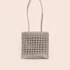 Wildindo Jessie leather tote handwoven bag dry sage front