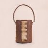 Wildindo Laura leather rattan bucket bag brown Back