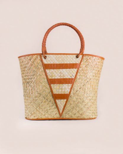 Wildindo Salma Tote Leather Grass beach bag terracotta Front