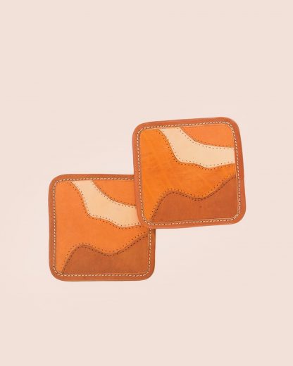 Leather Coaster Square Abstract Sunset in mountains