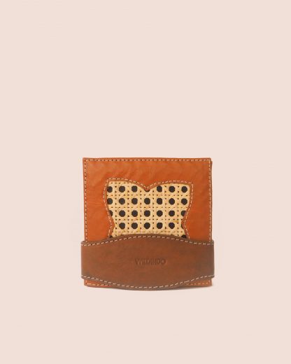 Leather Coaster Square Rattan Leaf Caramel