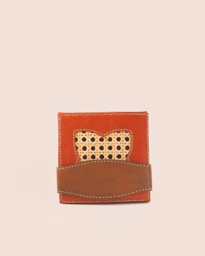 Leather Coaster Square Rattan Leaf Terracotta