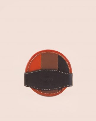 Leather Coaster Circle Lines