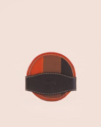 Leather Coaster Circle Lines