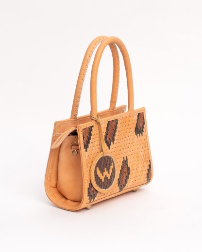 Wildindo leather handwoven handbag in tan