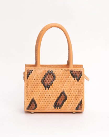 Wildindo leather handwoven handbag in tan