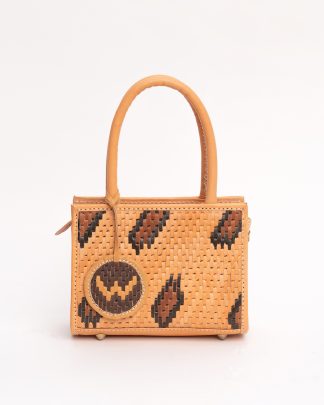 Wildindo leather handwoven handbag in tan