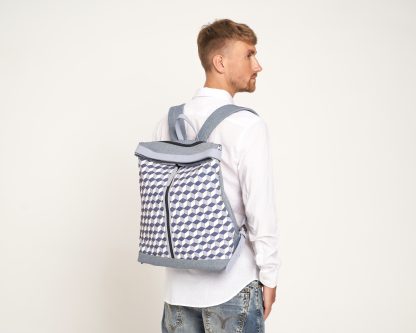 Owen backpack for men handwoven 3d pattern with model